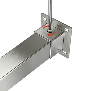 Stainless Steel Square Tube Flange Base 20x20mm Universal Side Mount Support Bracket For <b>Shelf</b> <b>Clothes</b> Rod - Product Image 3