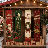 Bannière de Noël pour l'extérieur, imprimée numériquement en polyester, décorations murales et de jardin peintes pour la fête de Noël