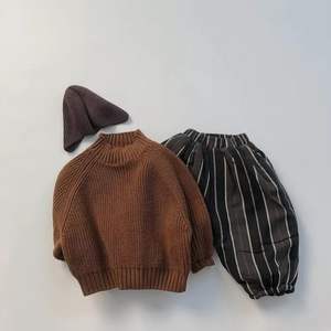 Vêtements pour enfants, filles et garçons, couleur unie, avec aiguille épaisse, col demi-haut, nouvelle collection automne et hiver 2021 - Product Image 4
