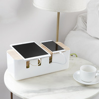 Boîte de gestion des câbles-Boîte d'organisation de cordon de style en bois et couvercle pour fils de télévision, ordinateur, routeur, concentrateur USB et sous le bureau