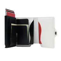 Dompet Kartu Pop Up CASEKEY Warna Hitam Tombol Samping Pink Anti RFID Berbahan Aluminium