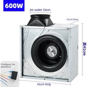 Kipas atap dapur komersial terintegrasi persegi kipas saluran baja tahan karat knalpot asap kuat kebisingan rendah 220v OEM ODM - Product Image 3