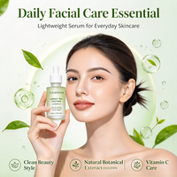 Sérum Éclaircissant Visage Antioxydant Anti-Taches OEM en Gros à Base de Thé Vert Liquide Végétalien, Acide Hyaluronique, Vitamine C et Niacinamide