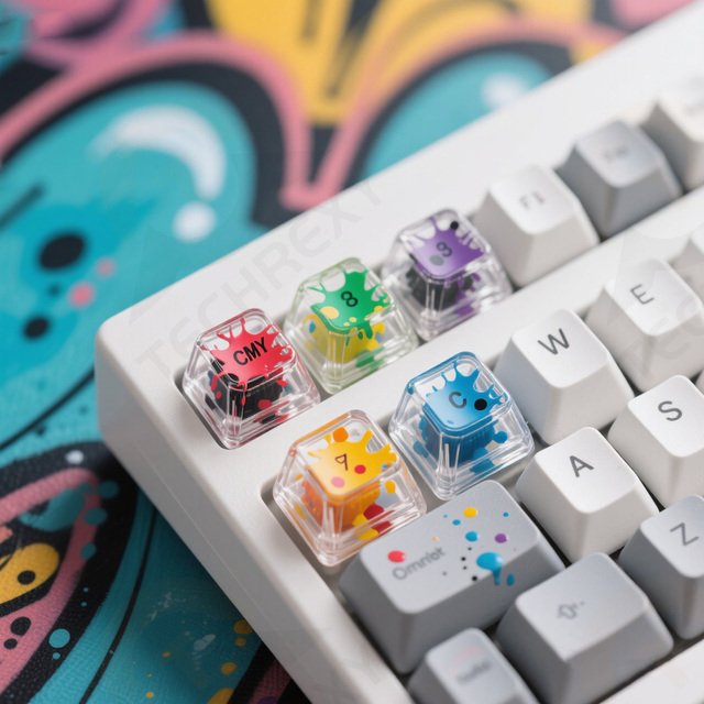 Customizable Transparent Resin Keycaps Personalized MX Keyboard Keycap Supplier Paint Graffiti Design