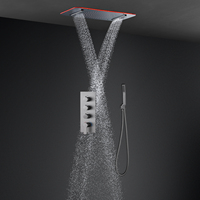 Ensemble de douche cascade chaud/froid gris anthracite avec LED 600*300, le plus récent
