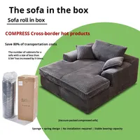 Canapé-lit extra large pliable à un seul siège, compressé sous vide, sans ossature, en velours côtelé blanc, emballage en rouleau, mousse haute densité intégrée