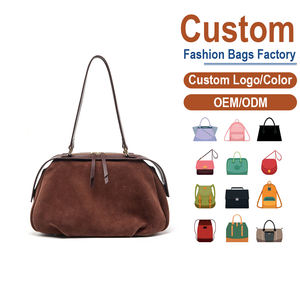 Bolso de Hombro/Axilar de Cuero Nubuck Marrón Oscuro, de Lujo, Gran Capacidad, para Viajes Diarios, Personalización OEM - Product Image 2