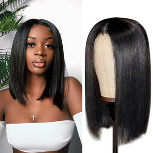 Perruque pour femmes, cheveux raides mi-longs, style Bobo, en fibre haute température, style européen et américain - Product Image 1