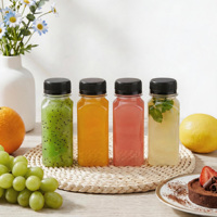 Bouteilles de jus en plastique avec bouchon, stock local US, livraison gratuite, 60 ml, bouteille en plastique réutilisable, jetable