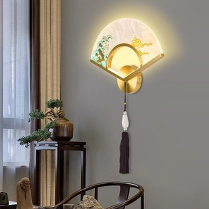 Applique murale tout en cuivre d'inspiration zen, nouveau style chinois, peinture émaillée, luminaire décoratif pour salon, mur de télévision - Product Image 1