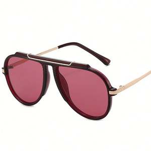 Lunettes de soleil carrées surdimensionnées vintage 2026 avec logo personnalisé, monture large, protection UV400, en métal, style aviateur, pour hommes et femmes - Product Image 1