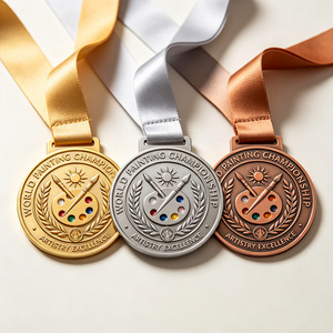 Médaille de récompense en métal sur le thème de la peinture artistique, plaquée or, émail coloré, ruban, <span class=keywords><strong>concours</strong></span> d'art scolaire, événements créatifs pour enfants - Product Image 1