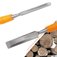 Ciseau à bois durable pour la menuiserie, tête plate de largeur pour la sculpture, acier à haute teneur en carbone et manche en PVC pour outil à main pour le travail du bois