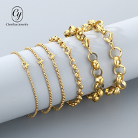 Pulsera de Cadena de Perlas de Acero Inoxidable Simple y Moderna, Joyería de Mano Unisex con Eslabones de Perlas Redondas Lisas, Venta al Por Mayor