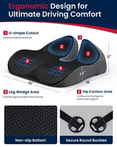 Cojín Ortopédico de Gel para Alivio del Dolor de Coxis, para Silla de Oficina o Asiento de Coche, con Espuma Viscoelástica Reforzada y Gel Refrigerante - Product Image 2