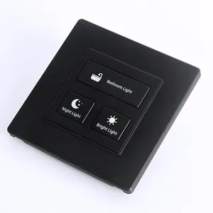 Aluminum brushed Reset push Smart Home Hotel Use Wall switch doorplate Touch Switch 3 Button 6 Gang 24V DC switch