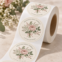 Étiquette autocollante personnalisée en papier d'art imprimé pour emballage de fleuriste, idéale pour l'emballage cadeau de fleuriste avec logo de marque et illustration imprimés