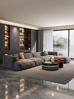 Canapé sectionnel minimaliste italien en bois avec dossier souple, inclinable, garantie 10 ans, grande taille pour salon de villa