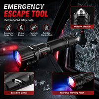 Lampe torche laser rechargeable USB Type-C W5197 en alliage d'aluminium 18650, étanche IP54, 400 lumens, marteau de sécurité, intensité réglable