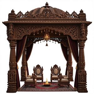 Dulhan ชุดเสาแกะสลักแปดเสาสีทองสไตล์วัดไฟเบอร์เหมาะสำหรับงานปาร์ตี้และงานปาร์ตี้ - Product Image 1