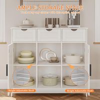 Armoire de rangement en bois rustique à 3 tiroirs pour cuisine, salon, 2 étagères réglables, meuble multifonctionnel pour chambre à coucher, pour usage domestique