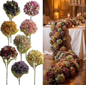 Hortensia en latex effet naturel, style peinture à l'huile classique, grande tête de fleur artisanale pour centre de table de mariage de luxe 2026 - Product Image 1