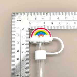 Décoration créative et mignonne pour paille de 10 mm, en caoutchouc souple, pour gobelet de voiture, avec motif nuage, fleur, anti-poussière, écologique, pour gobelet à café - Product Image 6