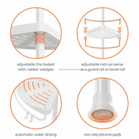 WIREKING Étagère de rangement de salle de bain réglable à 4 niveaux Tige de tension autoportante Support de douche avec porte-serviettes