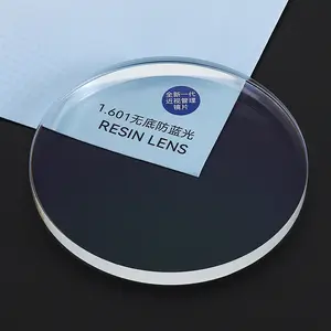 Hiçbir arka plan rengi ile 1.60 şeffaf asferik lens süper saç su filmi temizle anti-radyasyon ve anti-mavi ışık miyopi