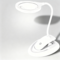 Loupe de bureau LED rechargeable Wufan, base à clip 2-en-1, lentille surdimensionnée de 110 mm, 3 niveaux de luminosité pour la lecture et les travaux manuels
