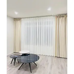 Venta al por mayor cortinas de tela opaca transparente decoración de habitación familiar de Hotel para cortina de ventana