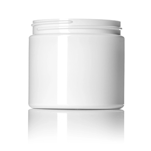 16 oz white PET plastic single wall jar with 89-400 neck finish
