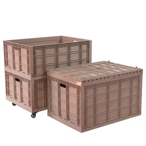 Cargo Transportation Collapsible Shipping Container With Wheels Packaging Crate