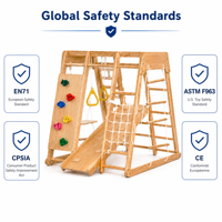 Structure d'escalade en bois pour enfants, toboggan, échelle en corde, Montessori, vente en gros OEM pour tout-petits et préscolaires