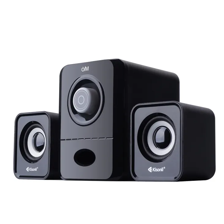 Kisonli OEM 2.1 USB Multimedia Desktop Komputer, Subwoofer LED Lampu Warna Speaker Kontrol Sentuh