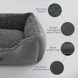 Wholesale Custom Waterproof Solid Square Shape Comfortable Suede Corduroy Breathable Removable Washable <b>Dog</b> <b>Bed</b> - Product Image 2