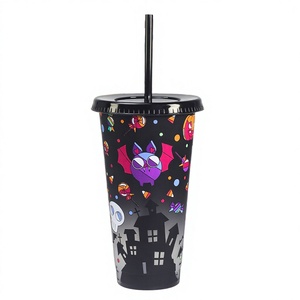 PACK Usine – Nouveau Gobelet en Plastique Personnalisé Château <span class=keywords><strong>d</strong></span>'Halloween à Changement de Couleur 601-700ml – Boisson Directe pour Fêtes et Randonnées - Product Image 2
