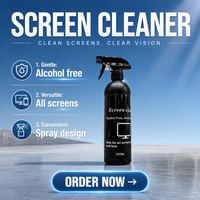 Solution de nettoyage d'écran naturelle et écologique personnalisée de 500 ml, kit de nettoyage d'écran LCD pour téléphone portable et ordinateur, emballage personnalisé