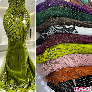 Nuovo Tessuto in Tulle di Velluto <span class=keywords><strong>con</strong></span> <span class=keywords><strong>Perline</strong></span> per Abiti da Sposa, Lussuoso Tessuto in Pizzo di Velluto Africano Ricamato <span class=keywords><strong>con</strong></span> <span class=keywords><strong>Perline</strong></span> - Product Image 6