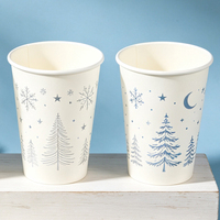 Gobelet en papier simple paroi pour les fêtes, motif sapin de Noël, en papier kraft enduit de PE, jetable, pour chocolat chaud, 12 oz, fournisseur en gros