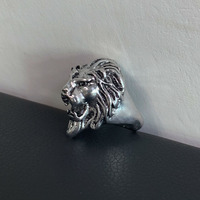ZRM Bagues Vintage en Alliage Plaqué Argent Tête de Lion pour Hommes et Garçons, Style Mode, Fête, Hip Hop, Punk