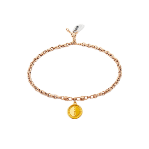 Pulsera de Acero Inoxidable con Colgante de Moneda Dorada, Cadena Ajustable, Joyería de Moda para Mujer - Product Image 2