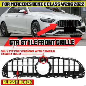 กระจังหน้ารถยนต์สไตล์ GTR พร้อมช่องใส่กล้องสำหรับ Mercedes Benz C Class W206 2022 กระจังหน้าแบบตาข่ายสำหรับรถแข่ง - Product Image 1