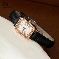 Montres carrées vintage pour couple, bracelet en cuir, quartz, sport, résistantes à l'eau 5BAR, boîtier en acier inoxydable, pour homme et femme, couleur or