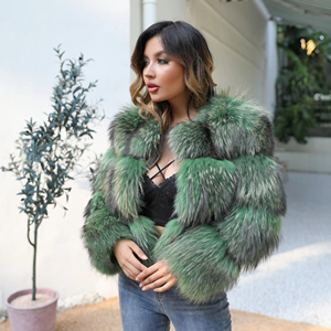 Cappotto Corto in Vera Pelliccia di Volpe e Procione OEM per Donna, Giacca in Pelliccia Personalizzata - Product Image 6
