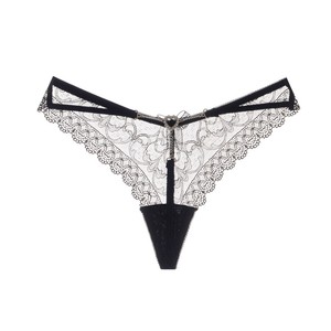 Culottes string sexy en dentelle européenne et américaine à taille basse, pas besoin de les enlever, culottes triangle sexy avec strass - Product Image 5