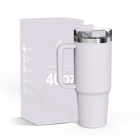Tasse de voiture en acier inoxydable de grande capacité de 40 oz Tasse de voyage chaude et froide Poignée de paille étanche pour supports de voiture Offre une isolation thermique