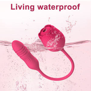 Venta al por mayor de fábrica <span class=keywords><strong>Mini</strong></span> 2 en 1 vibrador alimentado por USB Rose Sucking Dildo telescópico clítoris estimulador de orgasmo para mujeres - Product Image 3
