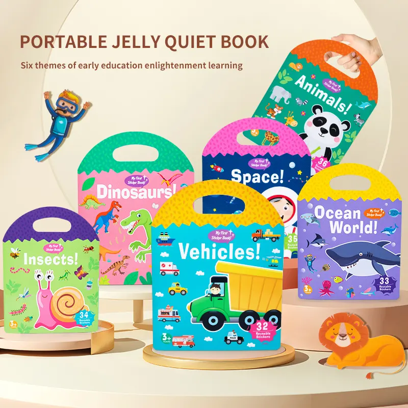 HOYE CRAFT Buku Binatang Portabel Anak, Stiker Buku Serangga, Buku Belajar, Buku Permainan untuk Balita