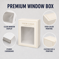 Boîte en papier kraft pliable personnalisée avec fenêtre transparente en PVC, emballage en carton avec fenêtre en papier coloré